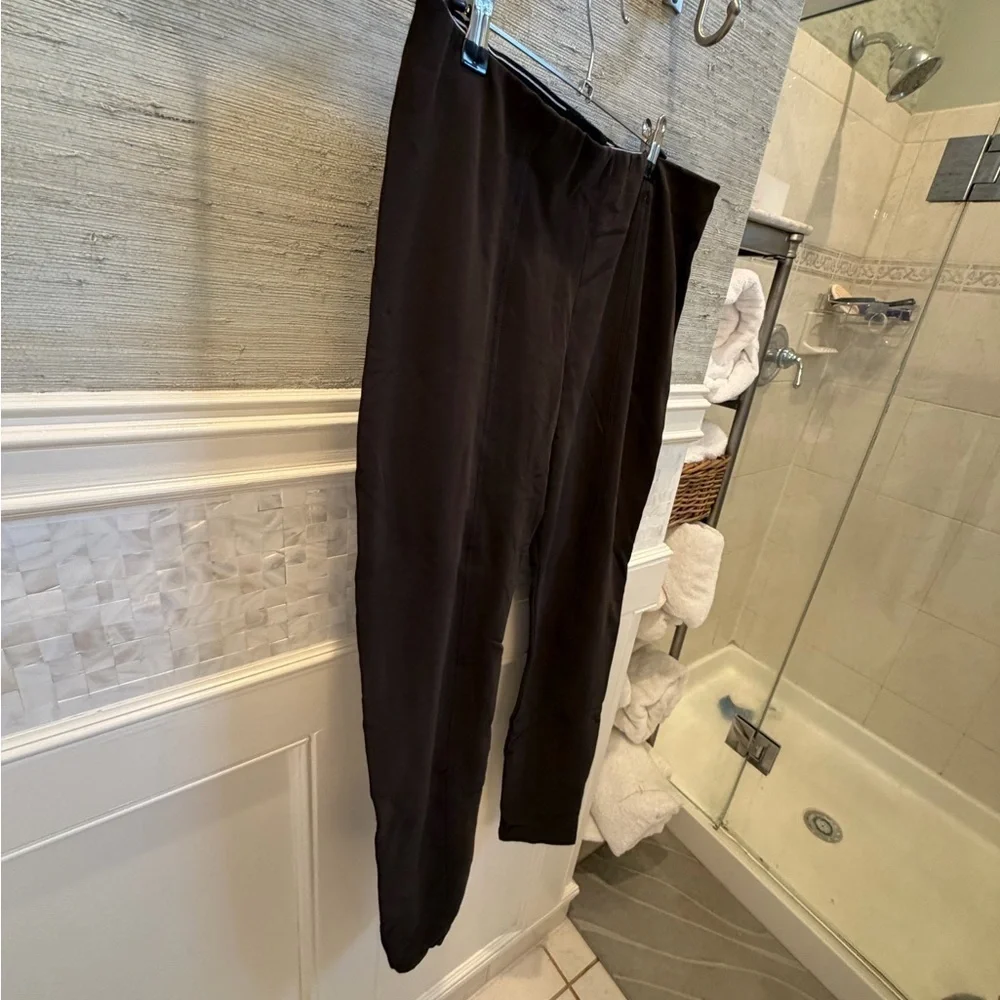 Large Kendall & Kylie faux leather pebbled leggings pants mulch brown stretchy